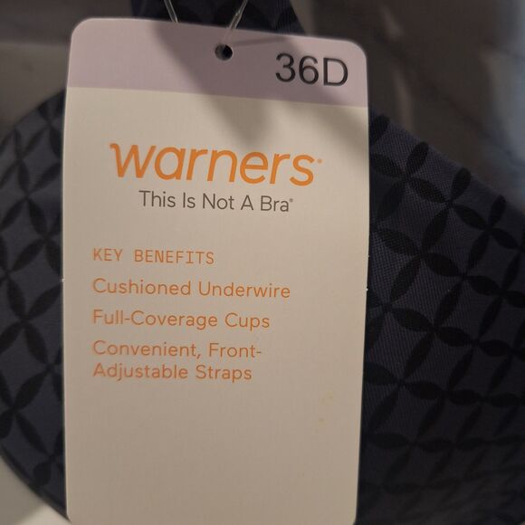 Warners This Is Not A Bra Underwire T-Shirt Bra 36D NWT 01593 Gunmetal Geo Print - Picture 5 of 8